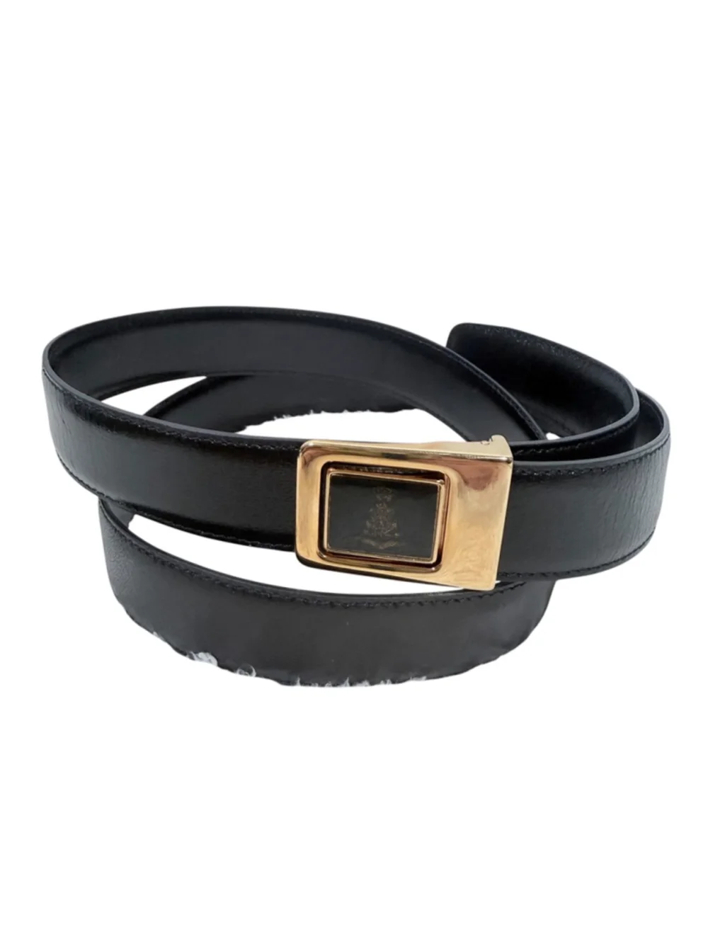 Vintage Sporrong Swedish Crown Belt Gold Tone Black Enamel Dress Mens Size 38-40